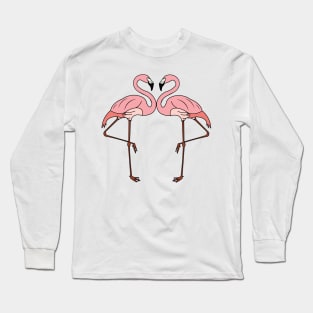 Double Trouble Tropical Pink Flamingo Long Sleeve T-Shirt